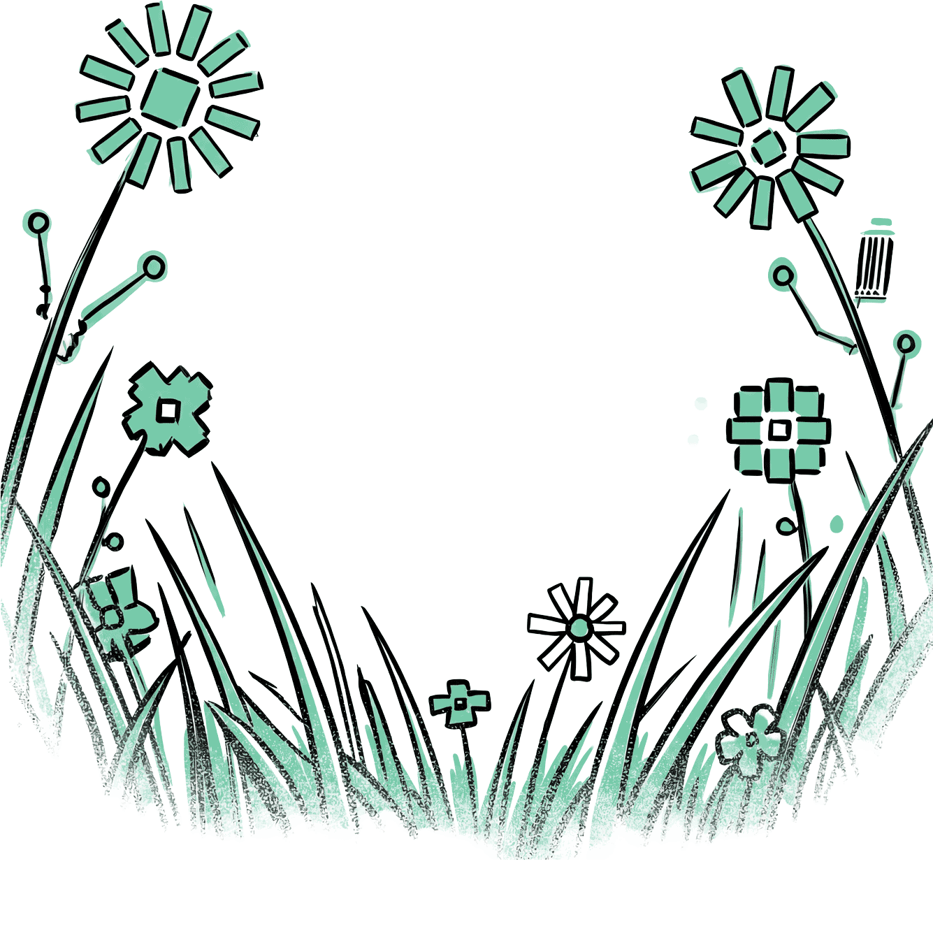 A sheep among wildflowers.